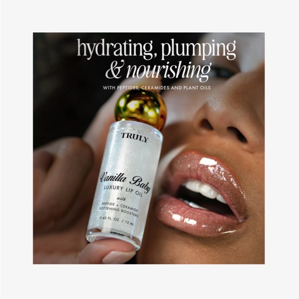 TRULY Vanilla Baby Luxury Lip Oil | Peptide + Ceramide Hydrating Gloss 0.42 oz - Picture 6 of 6